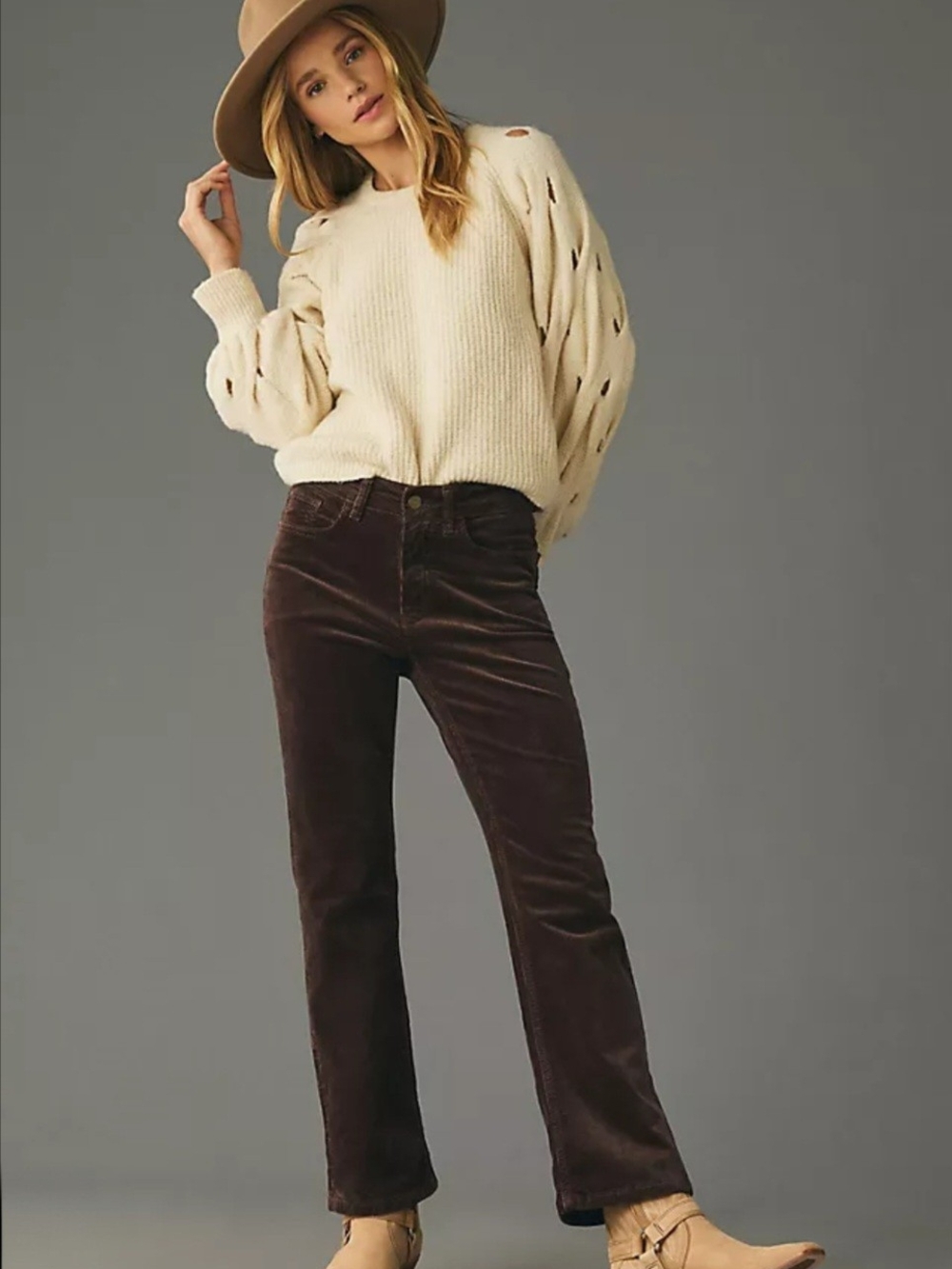 Pilcro Boot-Cut Corduroy Jeans in Dark Brown